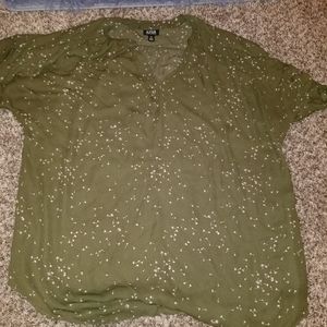 Ana top XXL plus size olive green floral fall